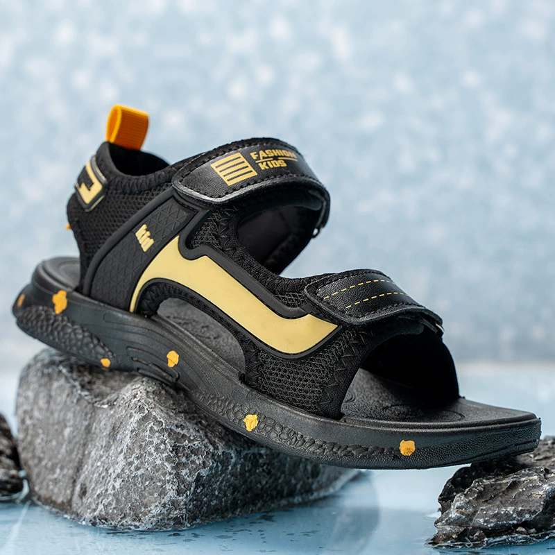 Сандалии для мальчиков, летняя детская нескользящая обувь для пляжа, оптом, для подростков, корейский стиль, гибкая подошва