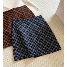 时尚格纹短裙女半身裙2025春秋新款小个子高腰修身包臀一步裙子