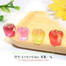 仿真水果蔬菜蛇果diy饰品发饰配件 蛇果平安果圣诞配件夜光挑花