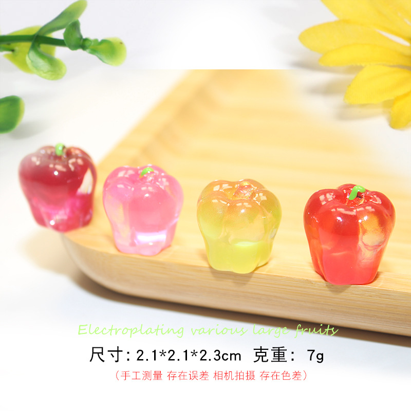 仿真水果蔬菜蛇果diy饰品发饰配件 蛇果平安果圣诞配件夜光挑花