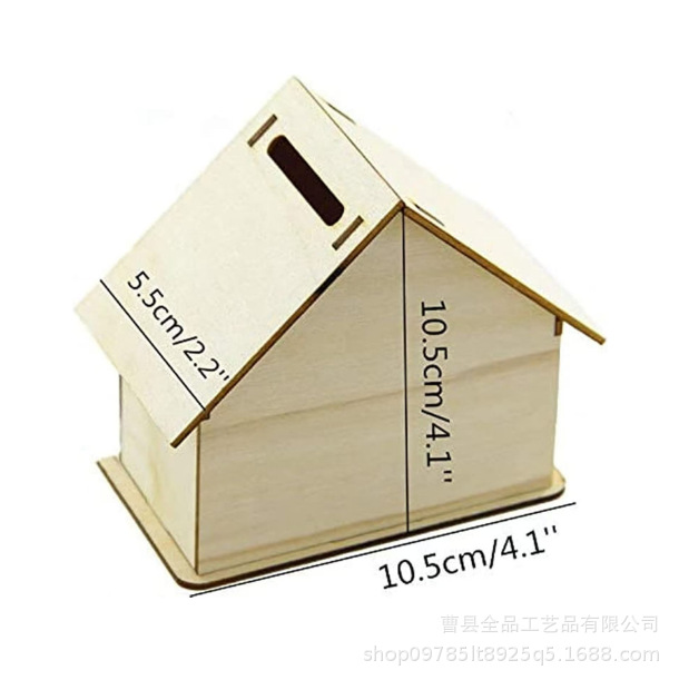 Hucha de madera en blanco de bricolaje Chalet niños pintados a mano bricolaje hacer caja de dinero en forma de casa de madera