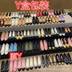 高品质2025新款小香风芭蕾舞鞋女真皮蝴蝶结平底浅口拼色圆头单鞋