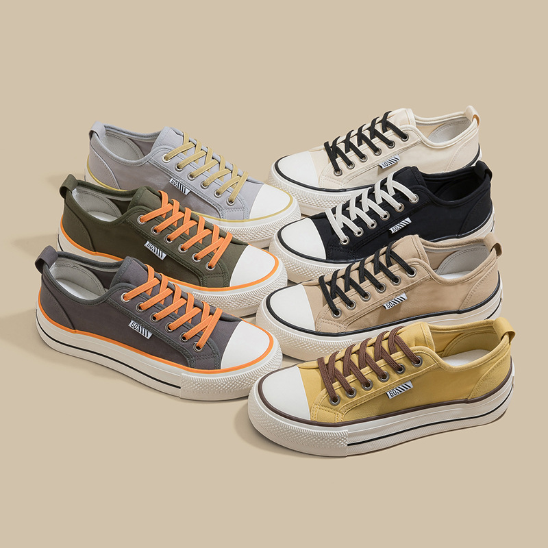2026 primavera nuevo tipo de zapatos de lona de suela gruesa para mujeres aumentando la altura de los zapatos de deporte casuales con un pedaleo elástico zapatos de skate