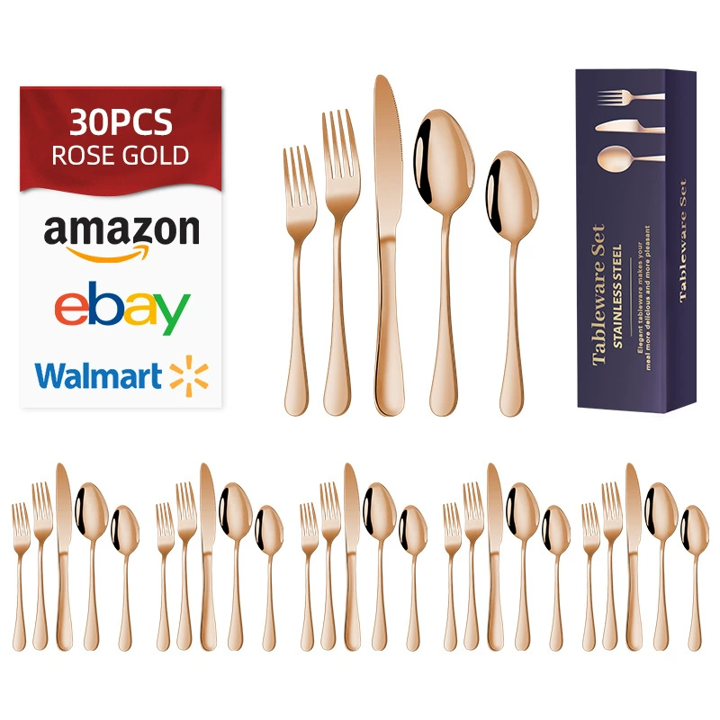 cutlery cross-border stainless steel utensils knife fork spoon hot-selling 30-piece Western dining steak knife 1010 utensil set