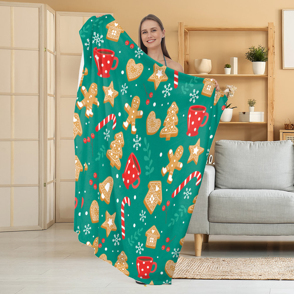 Manta de Franela Festiva con Estampado Navideño, Manta para Siesta, Manta para Aire Acondicionado, Manta Gruesa para Sofá, Manta para Dormitorio