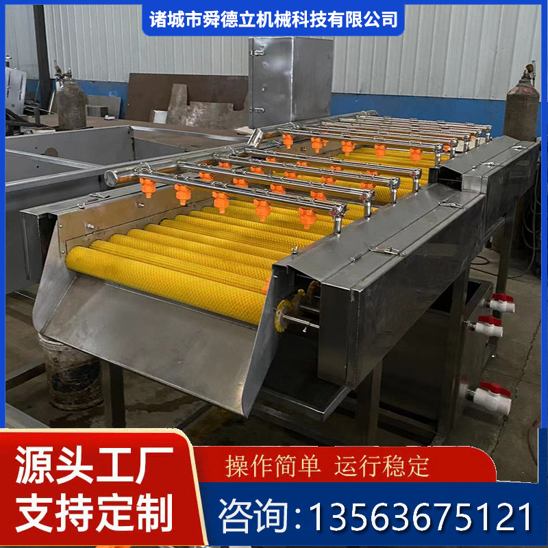 商用海蛎子平行毛辊清洗机毛刷水果打蜡清洗线全自动洗姜机