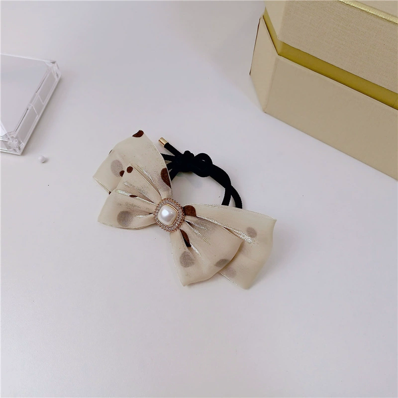 Hair rope pearl with bow, ponytail