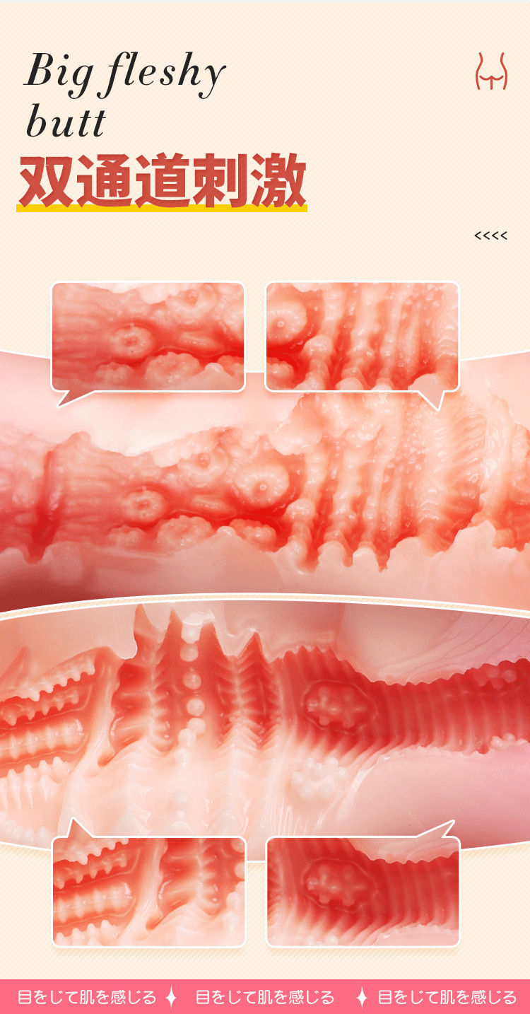 Jiuai Sakuraomi Half-body Male Masturbator with Simulated Vaginal and Buttocks Entry, TPE Manual Stroker — detail image 12