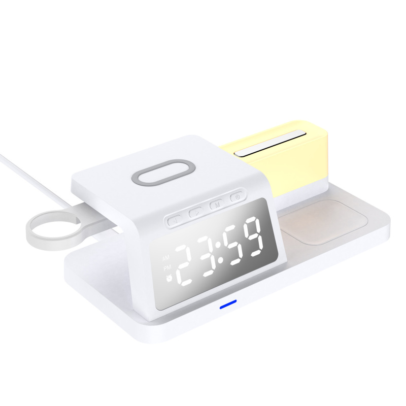 Apple 携帯電話に適した 5 イン 1 時計 15W ワイヤレス充電器、カラフルな雰囲気のライト、オールインワン、ポータブル|undefined