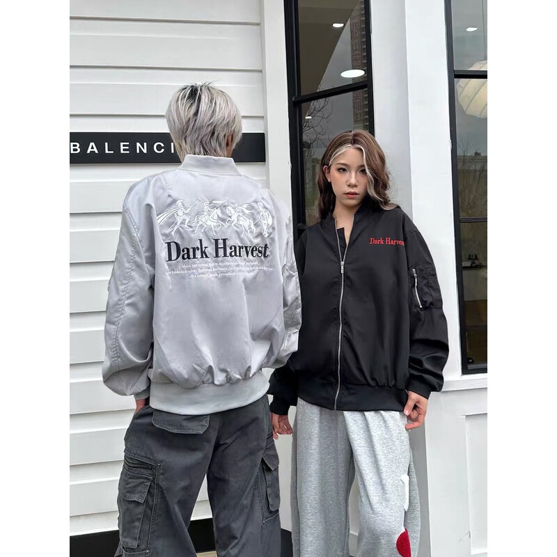 Autumn New American Retro National Trend Brand Printed Letter Baseball Jacket Loose Versatile Jacket for Men and Women Autumn New American Retro National Trend Brand Printed Letter Baseball Jacket Loose Versatile Jacket for Men and Women