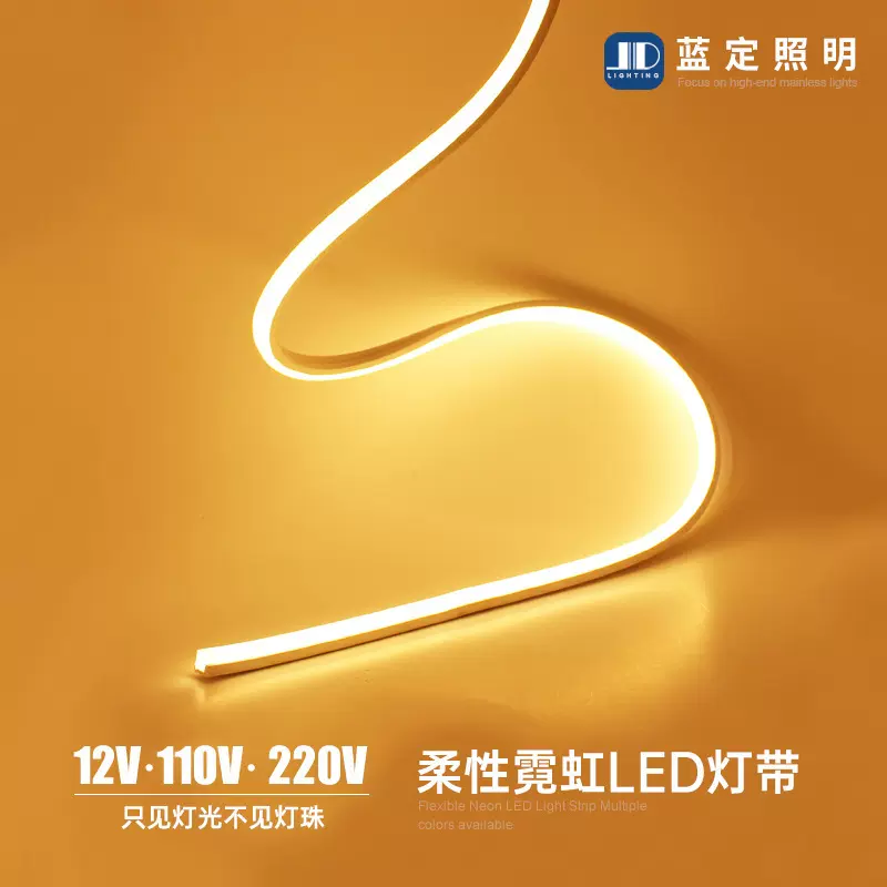 220VLED柔性霓虹灯带户外防水硅胶线条灯12V发光字灯条110V跨境