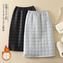 实拍 时髦羽绒棉宽松休闲棉半身裙女冬季中长款挡风保暖一片裙子