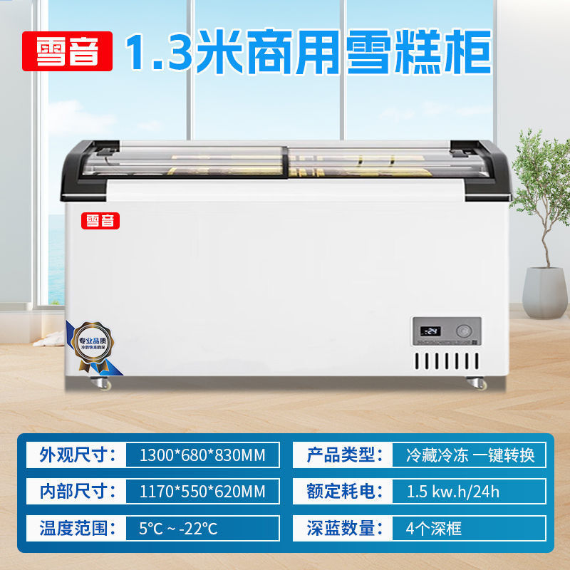 冰淇淋雪糕柜超市商用大容量展示柜冷藏冷冻两用透明玻璃门展示柜|undefined