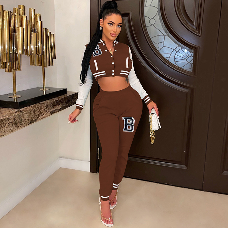 Moterų kelnės baseball uniformos kostiumas su raidėmis sportinis_voghion.com