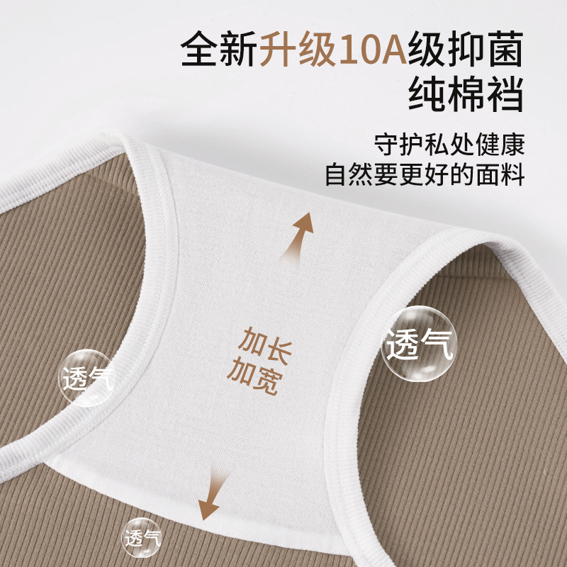 Algodón puro entrepierna antibacteriana Algodón puro Clase A Cintura media sin costuras 2024 Nuevo estilo interior largo, transpirable y agradable para la piel calzoncillos para mujer