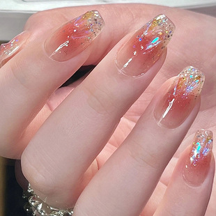 Purple glitter powder Phantom purple flash diamond flash wear manicure pure desire style nail patch manicure short patch manicure