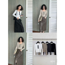 特价现货ONIVINTAGE秋上新！极简U领拼接收腰上衣女  OH256Z8210