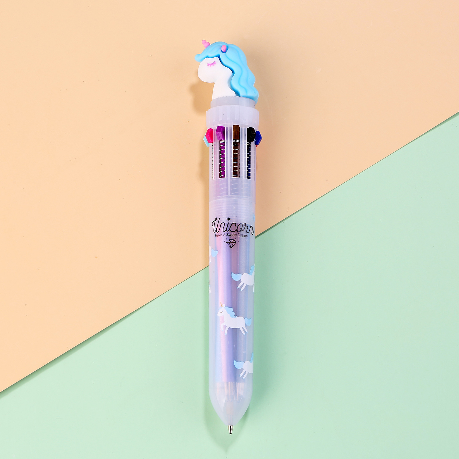 Papelería creativa bolígrafo de diez colores de dibujos animados estudiante color diario pluma chica corazón multicolor prensa bolígrafo al por mayor