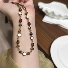 美拉德串珠秋冬毛衣链女小众气质高级感项链2024新款爆款复古颈链