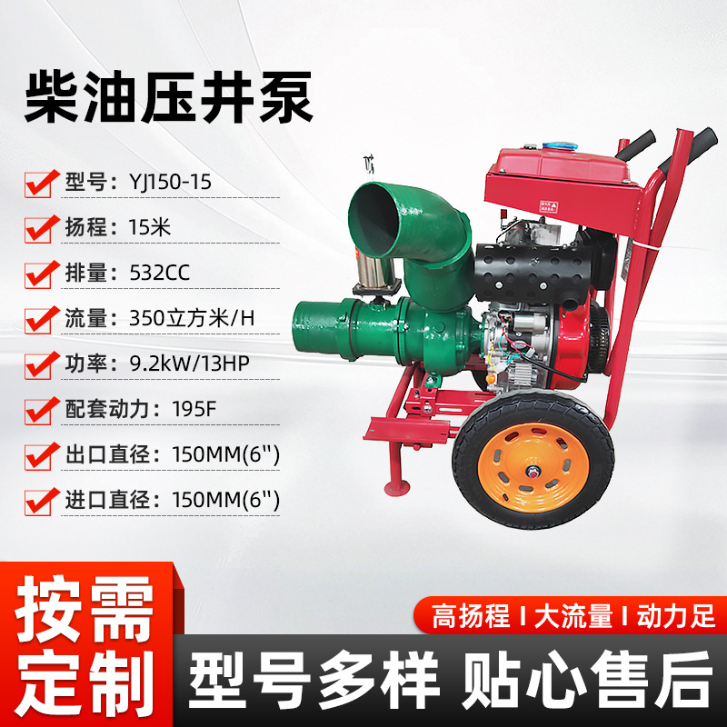 农业大田灌溉高压泵可移动柴油机抽水泵抗旱排涝抽水柴油压浆泵