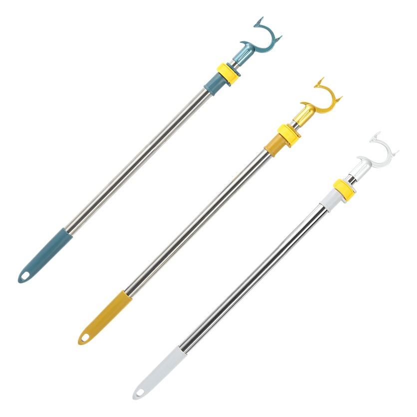 Horquilla de acero inoxidable retráctil, percha doméstica, poste de ropa, poste de ropa, palo de ropa fresca, soporte de ropa, cabezal de horquilla de aleación de aluminio