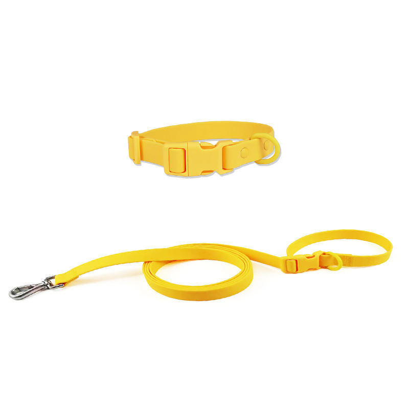 버클이 달린 노란색 칼라 견인 세트