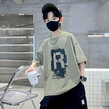 童装短袖t恤字母印花夏季男童休闲运动儿童潮牌时尚宽松体恤跨境