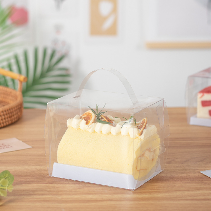 透明千层慕斯蛋糕切件分装打包盒日式蛋糕卷切块包装盒外带手提盒