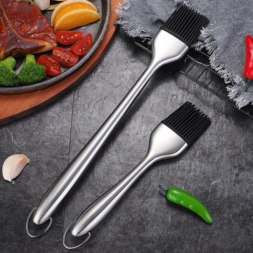304 stainless steel barbecue oil brush high temperature resistant silicone barbecue pancake brush baking brush seasoning brush kitchen brush handle
