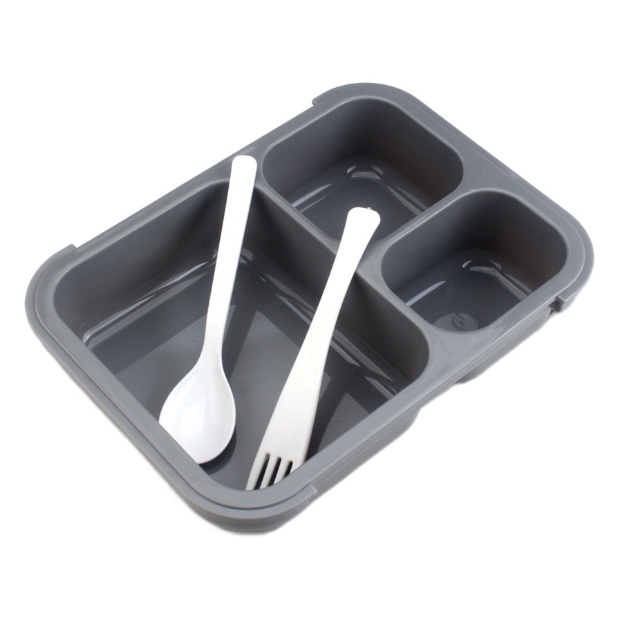 Horno de microondas de trabajador de oficina de plástico transfronterizo Caja de almuerzo de tres compartimentos sellada portátil de estilo japonés Caja de almuerzo de estudiante 1180ml