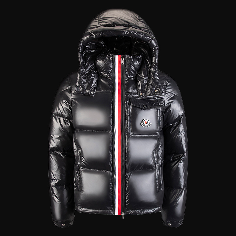 Down Jacket with Glossy Three-Color Webbing, Solid Color Hooded Short down Jacket, Unisex Trendy Brand Export Down Jacket with Glossy Three-Color Webbing, Solid Color Hooded Short down Jacket, Unisex Trendy Brand Export