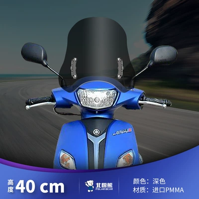 Motorcycle Safety Supplies: front windshield glass - non-stop-headlight-40cm-dark-color-stainless-steel-bracket