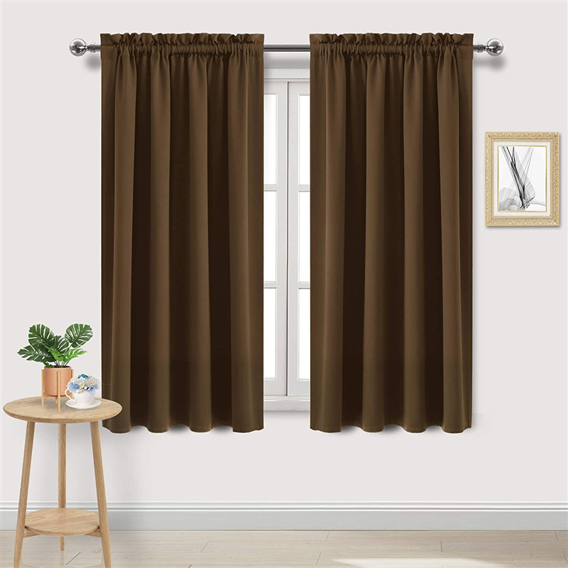 high light shielding heat insulating energy saving bedroom kitchen blocking curtains Nordic solid color black silk blackout curtains_voghion.com
