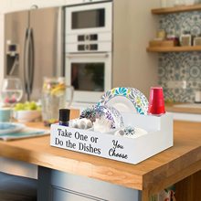 木質桌面收納盒咖啡杯分配架適用於櫃台農舍紙盤收納盒廚房裝飾