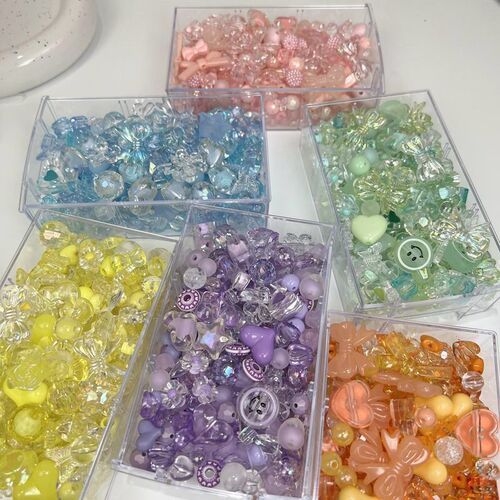 Cream glue accessories same color mixed beads mobile phone chain bracelet mixed braided beads jewelry accessories