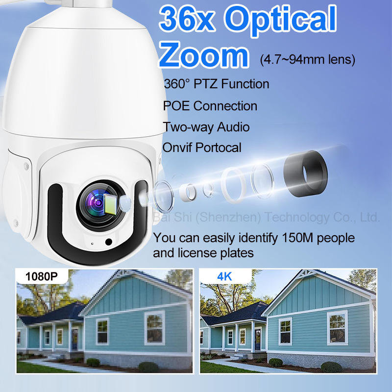 Tam Metal Yüksek Hızlı Outdoor 360 Derece Optik Zoom IP Bulut Kamerası Kapalı Devre Televizyon Kamerası HD Lazer Gece Görüşü