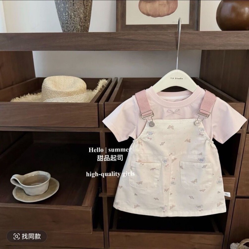 Baby Girl Summer Clothes 2025 New Style Girls Korean Style Summer Suspender Skirt Short-Sleeved Two-Piece Set Cute Thin Suit Trendy Baby Girl Summer Clothes 2025 New Style Girls Korean Style Summer Suspender Skirt Short-Sleeved Two-Piece Set Cute Thin Suit Trendy