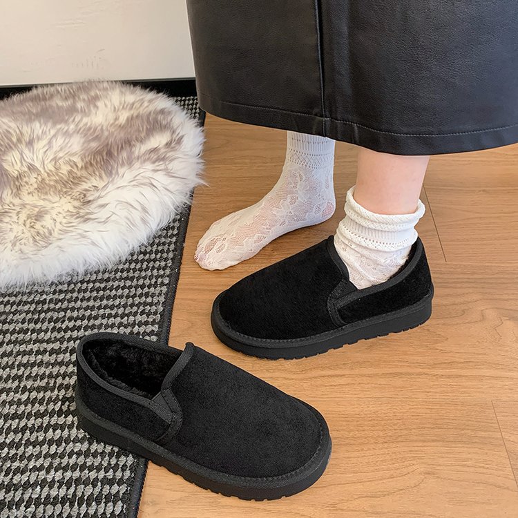 冬用綿靴 レディースシューズ メンズシューズ カップルモデル 北京風スリッポン 厚手綿暖かいローカットスノーブーツ 暖かく厚みのある