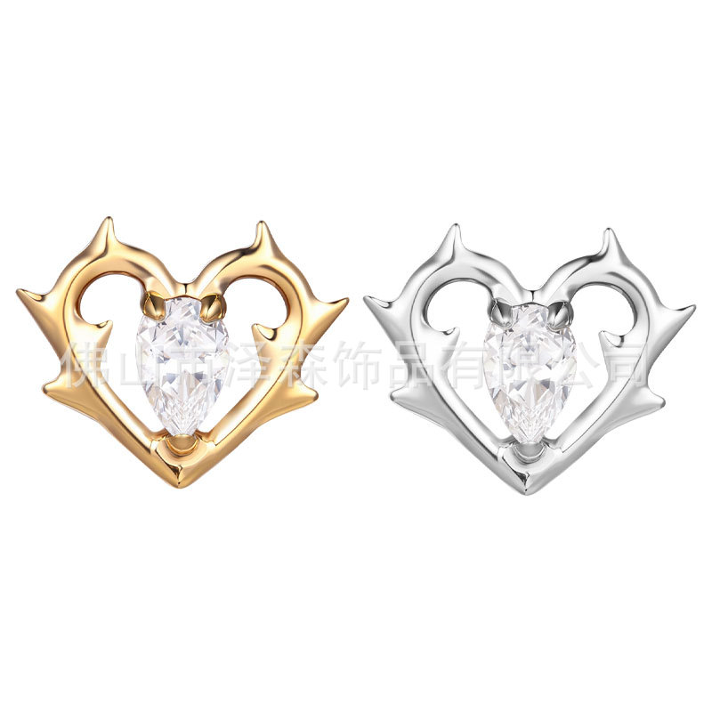 F136 Titanium Alloy Thorn Heart Earrings - G23 Titanium Zircon Lip and Tongue Studs Body Piercing Jewelry detail image 7