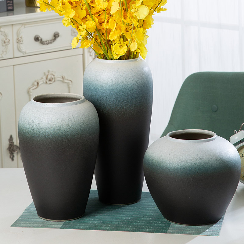 Jingdezhen nuevo jarrón de cerámica china planta maceta de flores de cerámica vintage flor seca sala de estar decoración moderna simple estricta