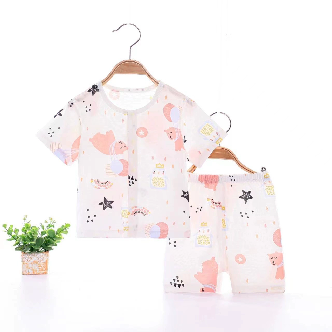 Детский летний костюм из чистого хлопка для мальчиков и девочек, тонкие шорты с короткими рукавами из двух частей, повседневная домашняя одежда, детские открытые штаны