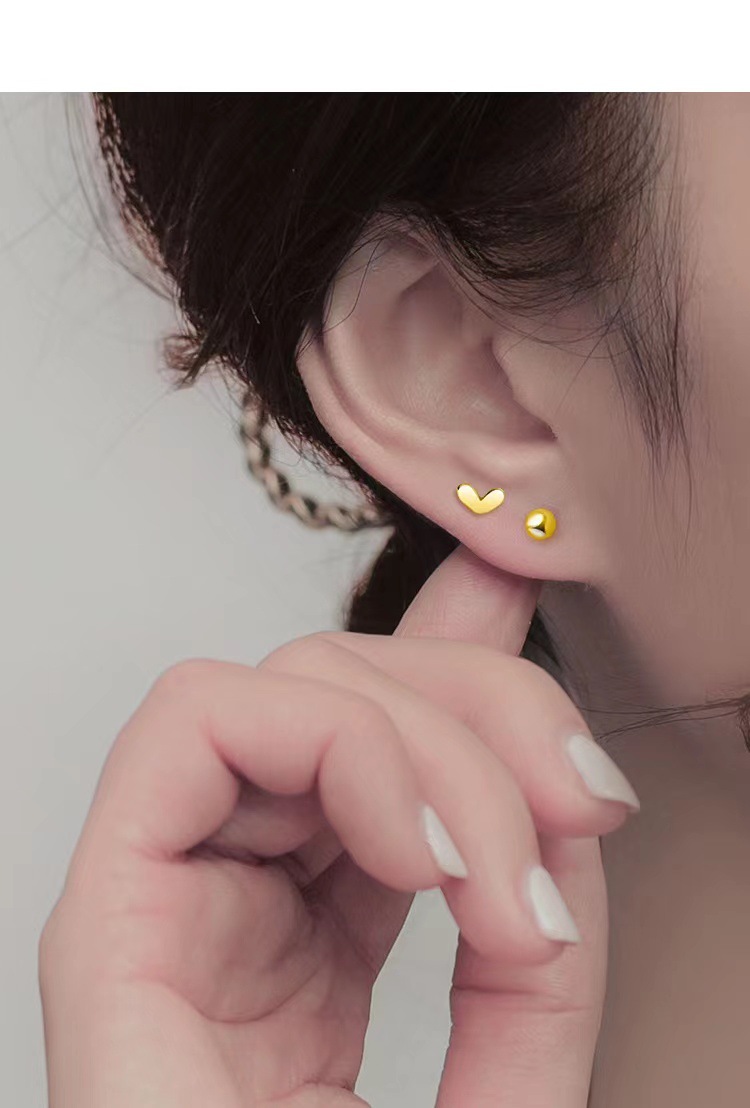 10g Weight Ear Studs Classification 1 Pair Quantity 1 Pair 925 Sterling Silver Heart Shape Ear Studs