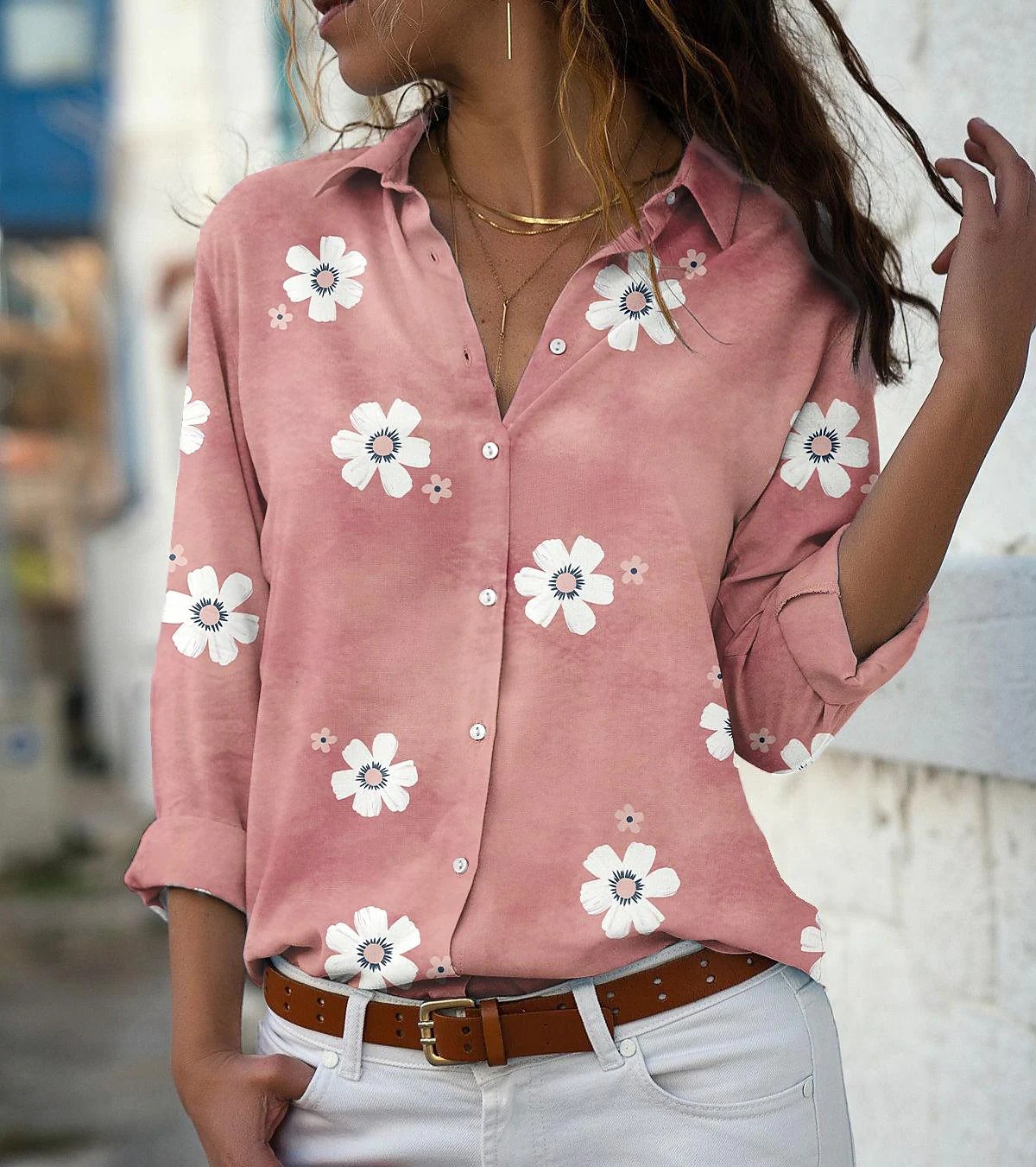 Women's Blouse Long Sleeve Blouses Printing Fashion Flower display picture 1