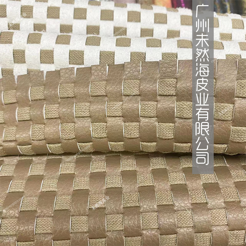 卡其色PU配蜡绳编织加工抱枕家居用
