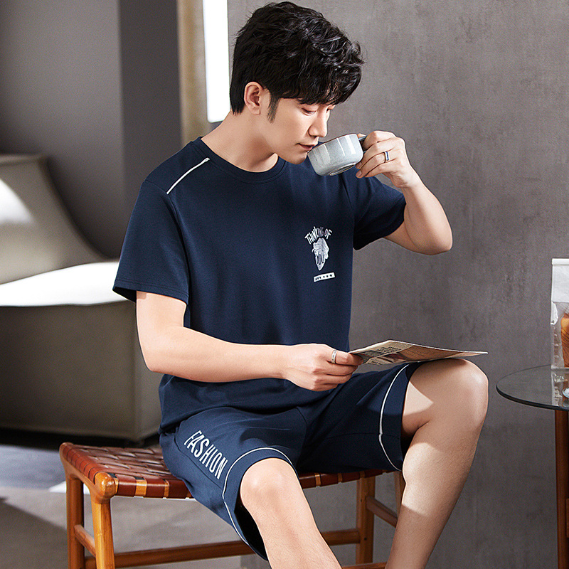 2022 verano nuevos hombres pijamas pantalones cortos de algodón de manga corta jersey de dos piezas ropa de abrigo casual de algodón ropa de casa