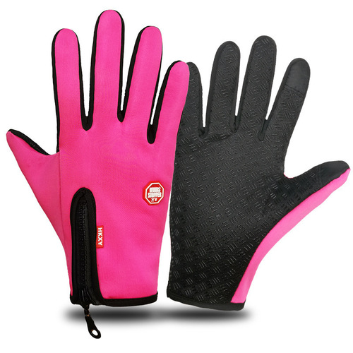 Outdoor sports autumn and winter water-repellent windproof warm full-finger touch screen zipper ski gloves