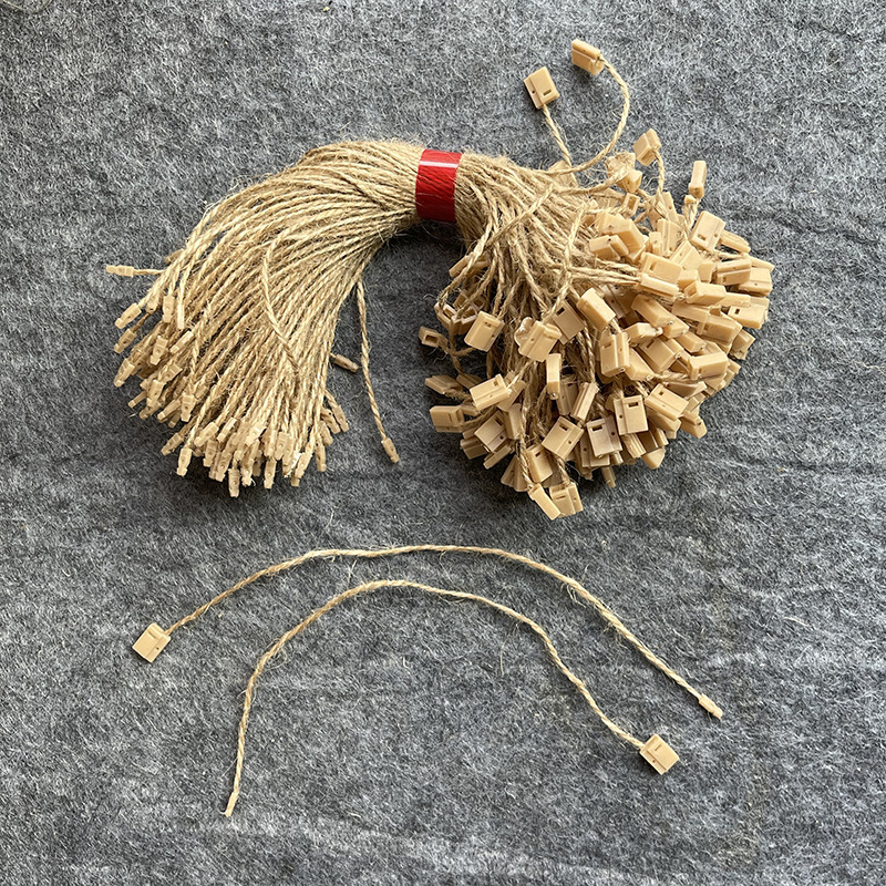 In-Stock Hemp Rope Card Tags, Clothing Accessories, Hanging Tags, Square Buckle Labels, Cross-Border E-Commerce Products