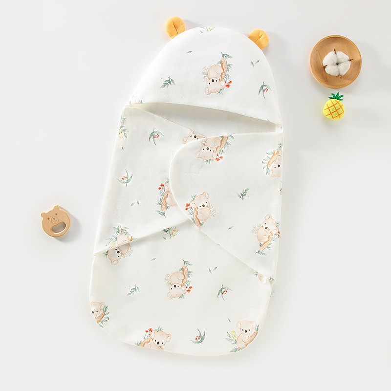 Newborn Baby Swaddling Towel Spring Summer Autumn Pure Cotton 0-3 Month Newborn Baby Wrap Towel Double Layer Blanket to Prevent Frightening and Jumping