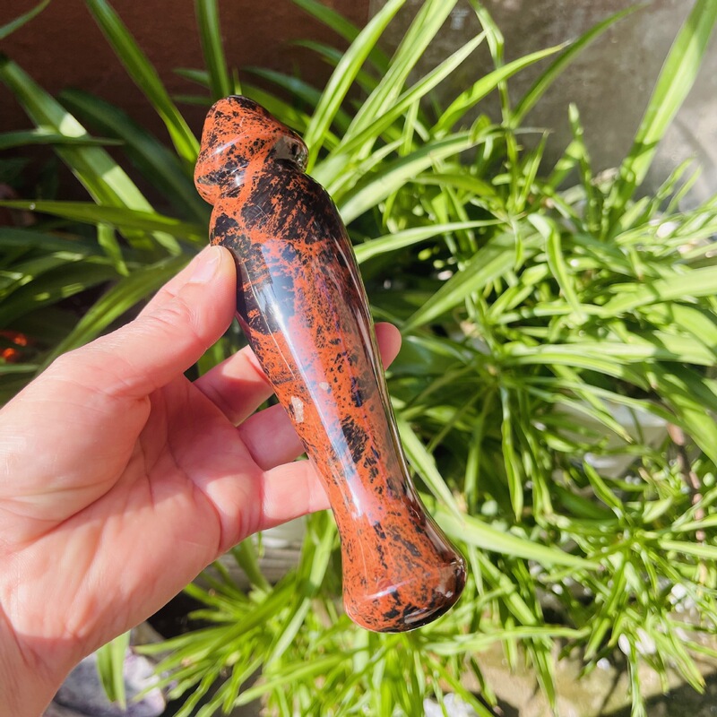 天然红曜石原石雕刻打磨水晶按摩棒摆件 图 4