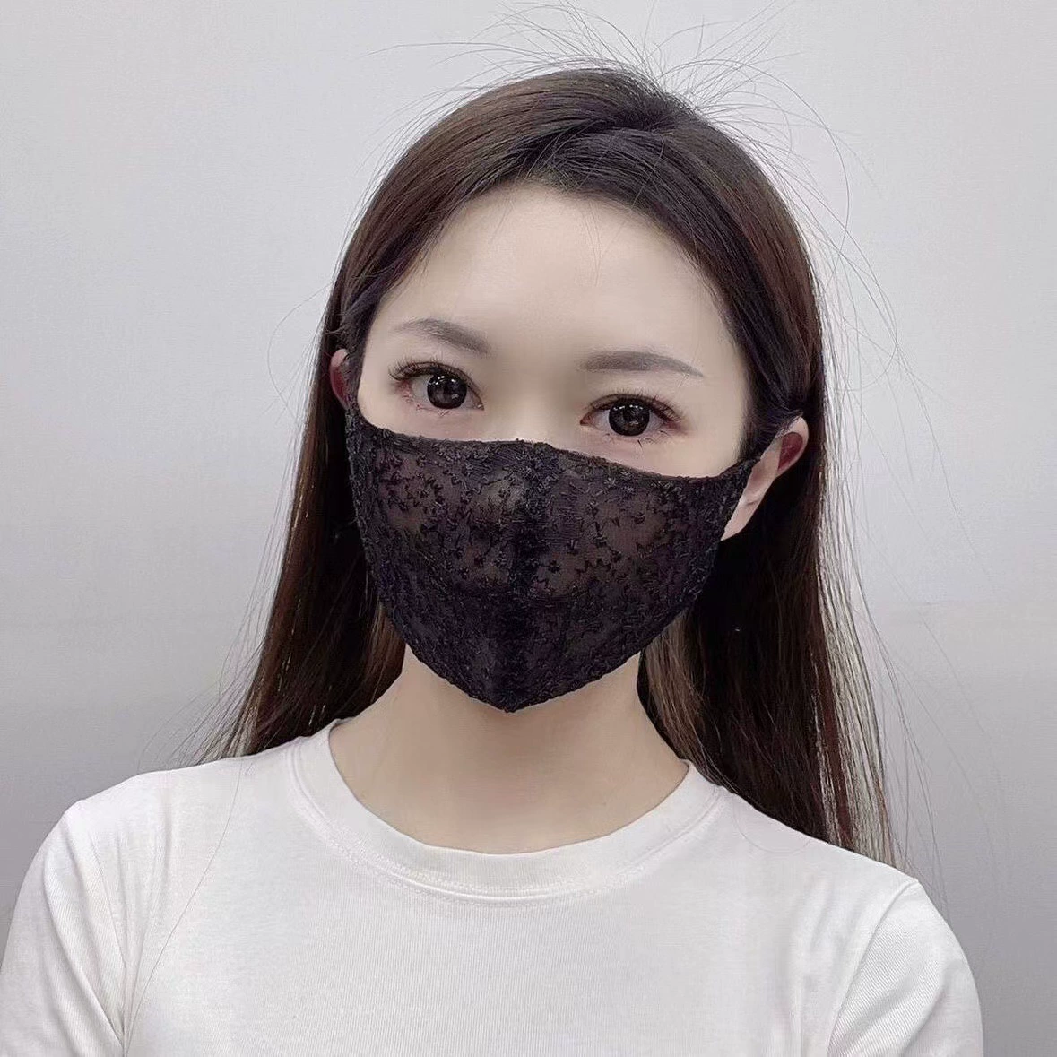 Солнцезащитная маска женская УФ защита летняя интернет знаменитости кружевная дышащая трехмерная защита глаз угловая маска для лица двухслойная Моющаяся
